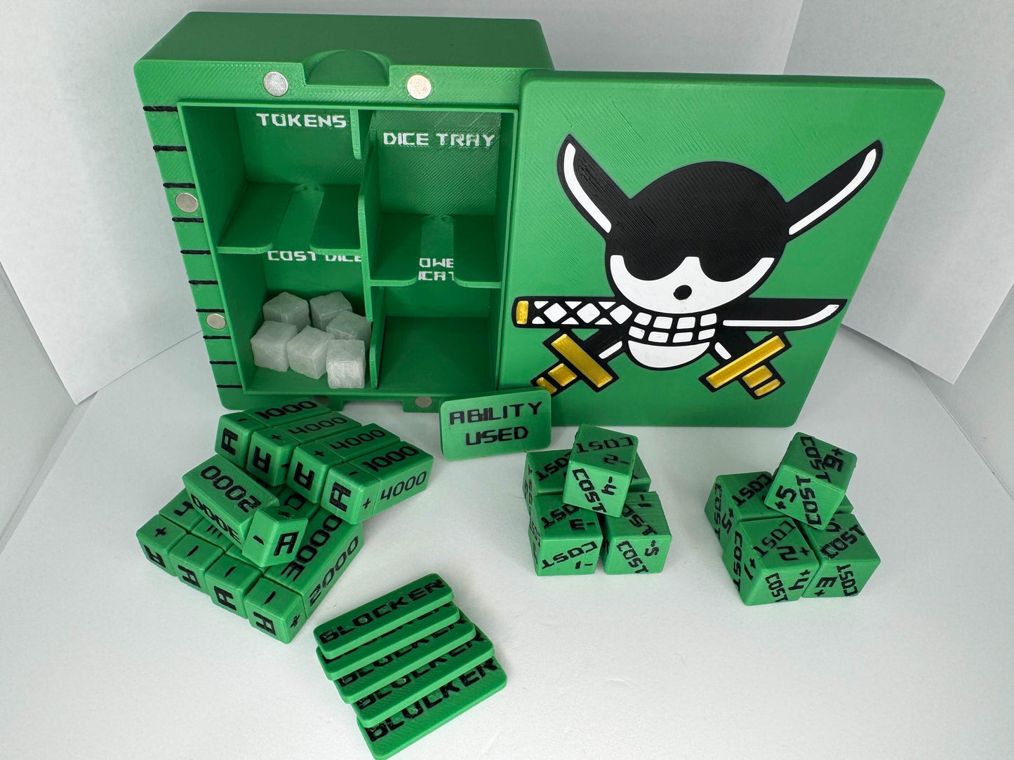 Zoro One Piece TCG Accessories Kit, Rotating +/- Power Scaler and More Bandai, Digimon, Union Arena, Gundam, Mtg