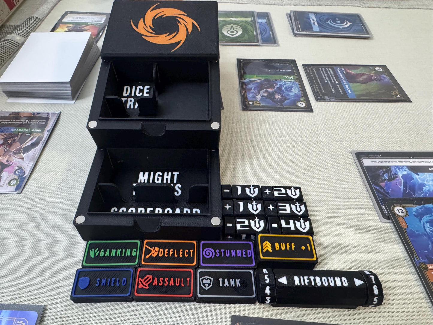 Riftbound TCG Accessories Kit, Rotating +/- Might Scaler and More Bandai, One Piece, Digimon, Gundam, Mtg