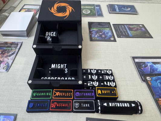 Riftbound TCG Accessories Kit, Rotating +/- Might Scaler and More Bandai, One Piece, Digimon, Gundam, Mtg